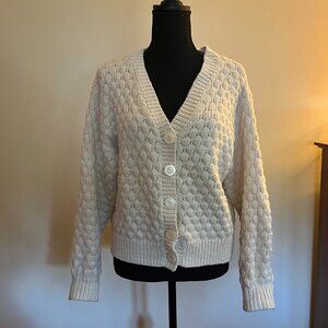 Bubble Knitted Textured Cardigan in Cream